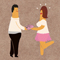 The third in a series of illustrations produced for the Evergreen Wrap promotional brochure, showing the giftwrapped bracelet being given to the intended recipient, without any awkward faffing with scissors and sellotape.