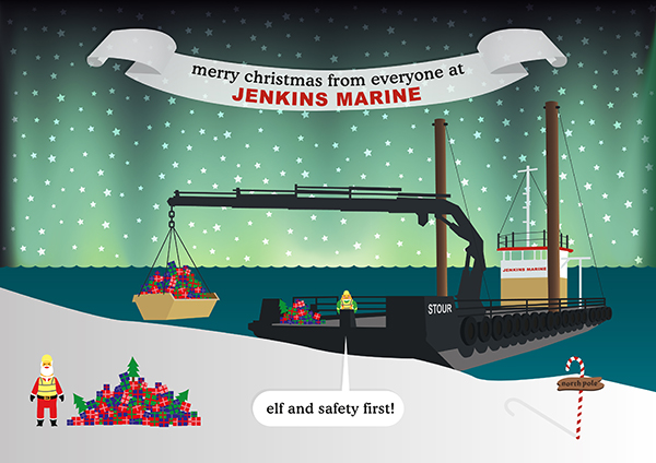The 2013 Christmas card design for Jenkins Marine, complete with experimental Aurora Borealis effect!